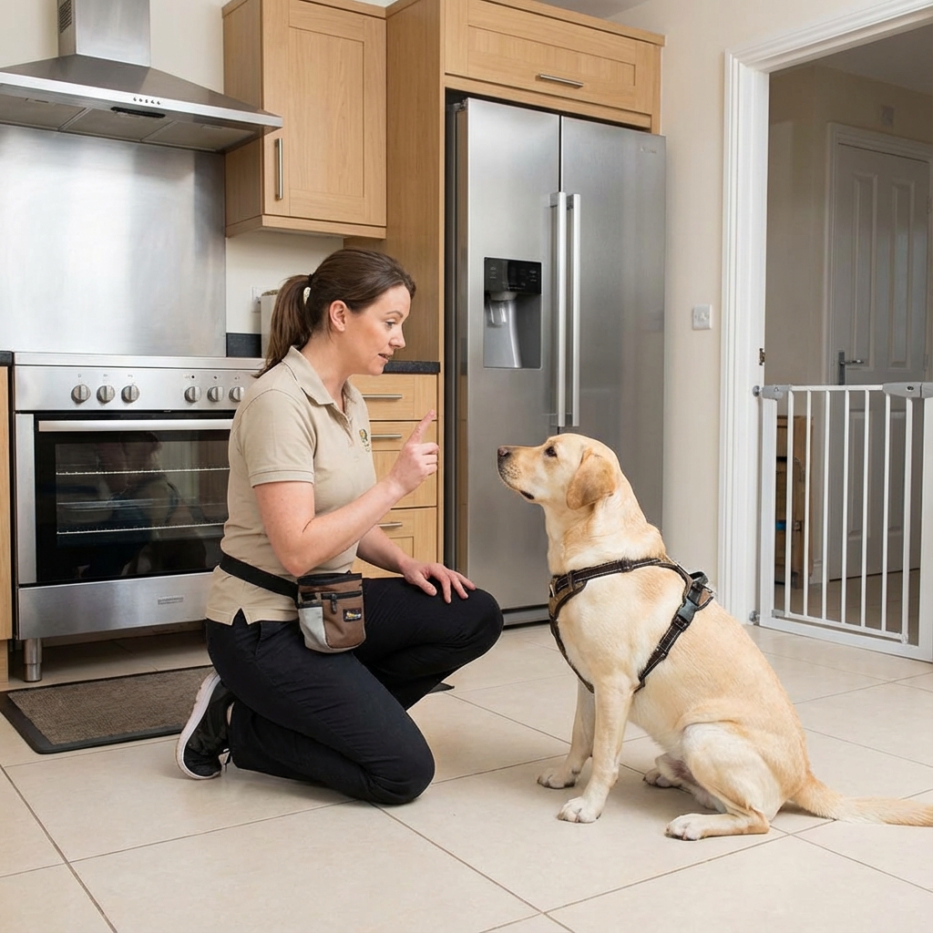 Professional dog trainer working with a dog